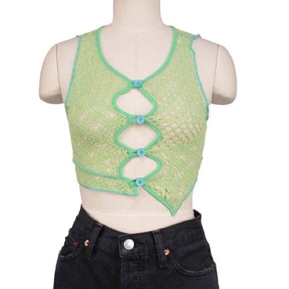 JADED LONDON GREEN KNIT TOP - NWT - Picture 2 of 7